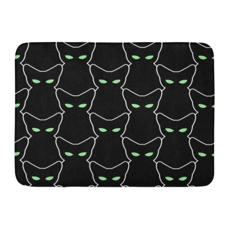 GODPOK White Outline Black Cat for Halloween The of Pets Retro Many Silhouettes with Green Eyes Abstract Rug Doormat Bath Mat 23.6x15.7 inch