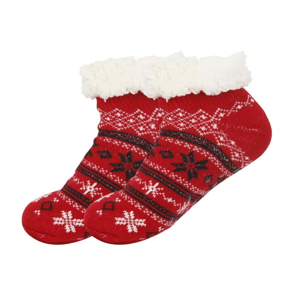 HOMBOM Women's Cozy Slipper Socks with Grip Sole - Plush Warm Fleece Lined Non-Slip Christmas Socks