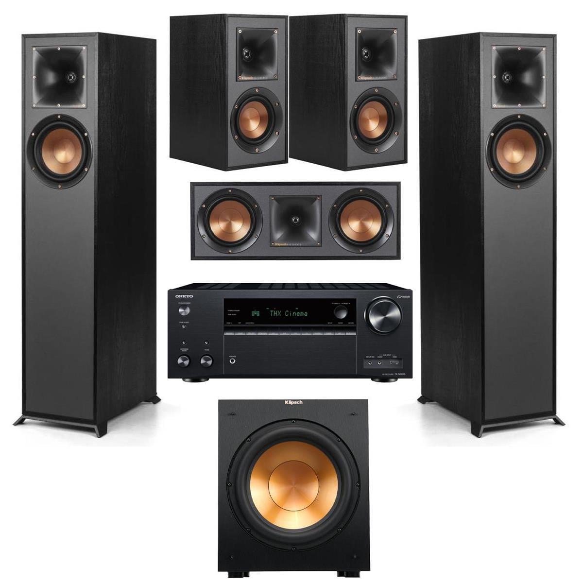 Klipsch Reference R-610F 5.1 Home Theater System, Black withYamaha RX-V4A 5.2-Channel AV Receiver with 8K HDMI and MusicCast