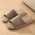 thumbnail image 2 of Fesfesfes Couple Home Linen Slippers Spring Summer Non-Slip Wooden Sole Casual Shoes Breathable for Indoor Comfortable(Coffee,US 8.5), 2 of 4