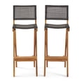 thumbnail image 3 of Noble House Polaris Outdoor Folding Acacia Wood Barstools (Set of 2) Teak/Brown, 3 of 11