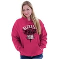 thumbnail image 3 of Blessed Through H Jesus God Christian Women Plus Size Graphic Pullover Hoodie Brisco Brands 5X, 3 of 4