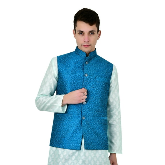 Sonakshi Fashion Men's Brocade Waistcoat Bandhgala Festive Jacquard Nehru Jacket