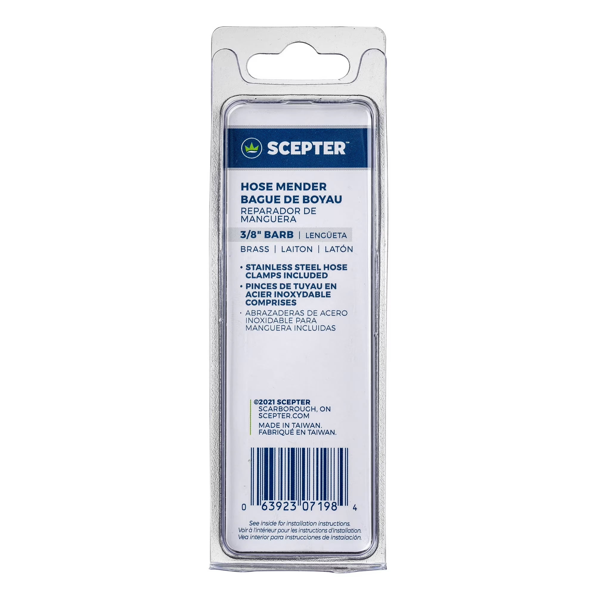 (3 pack) Scepter Hose Mender with Stainless Steel Clamps, 3/8", 07198, Fuel Line Boat Accessory