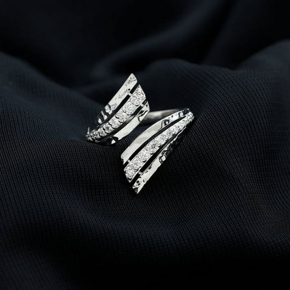 Brig Jewelry 2 Ct VVS1/D Round Cut Moissanite Anniversary Ring for Women - 14k Silver Moissanite Bypass Ring - Anniversary Clearance Gift - Wedding Jewelry