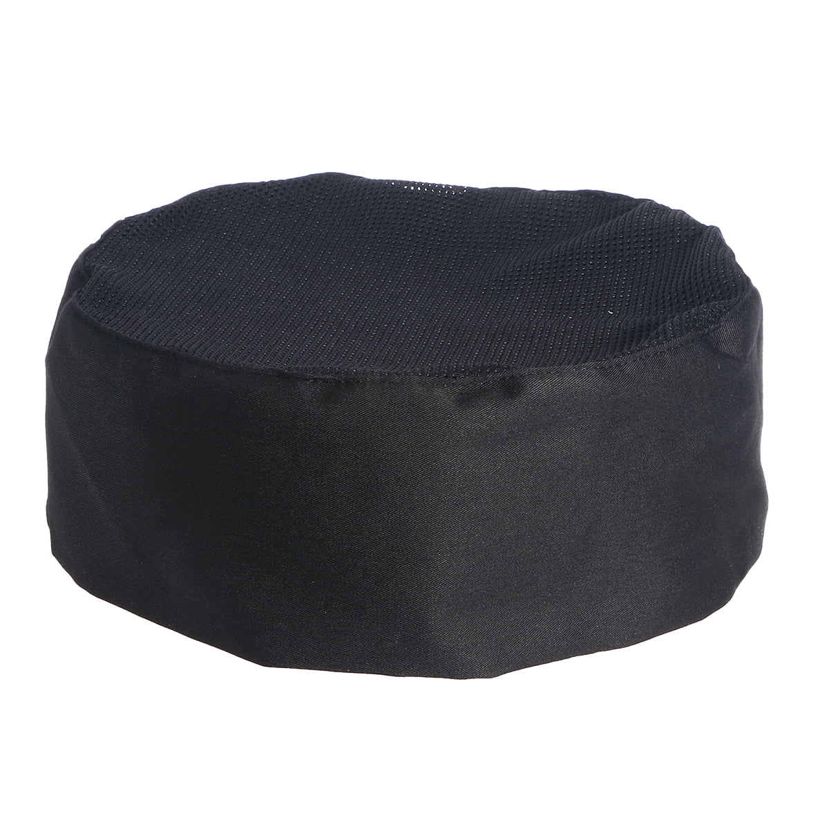 Black 3pcs Mesh Top Skull Cap Catering Chefs Kitchen Hat w/Adjustable Strap 