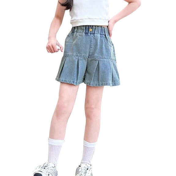 LWNYDPLSD Camo Shorts Childrens Clothes Girls Clothes for Teen Girls 10-12 Baggy Cargo Shorts Jeans Low Rise Jean Shorts for Teens Soccer Clothes, Light Blue 10-11 Years