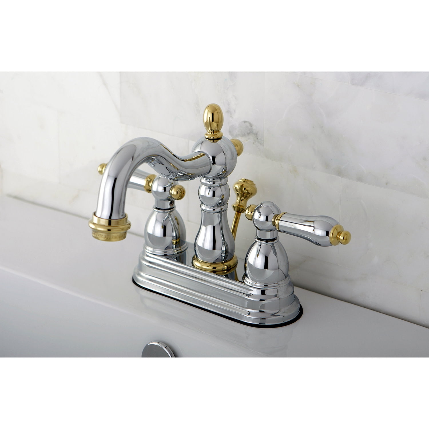 Kingston Brass KB1601AL Two Handle 4 in. Centerset Lavatory Faucet with Retail Pop-up 並行輸入品 KINGSTON Brass Heritage KB1601AL Double-Handle 3-Hole Deck Mount 4