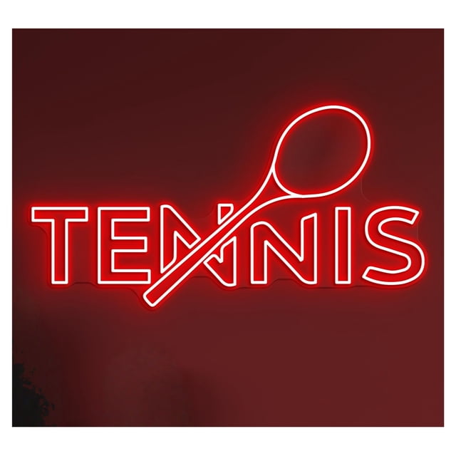 Letrero De Neón LED Raqueta Tenis, Tienda Deportes, Decoración Pared Para El Hogar, Habitación, Dormitorio, Juego, Mascotas, 55cm