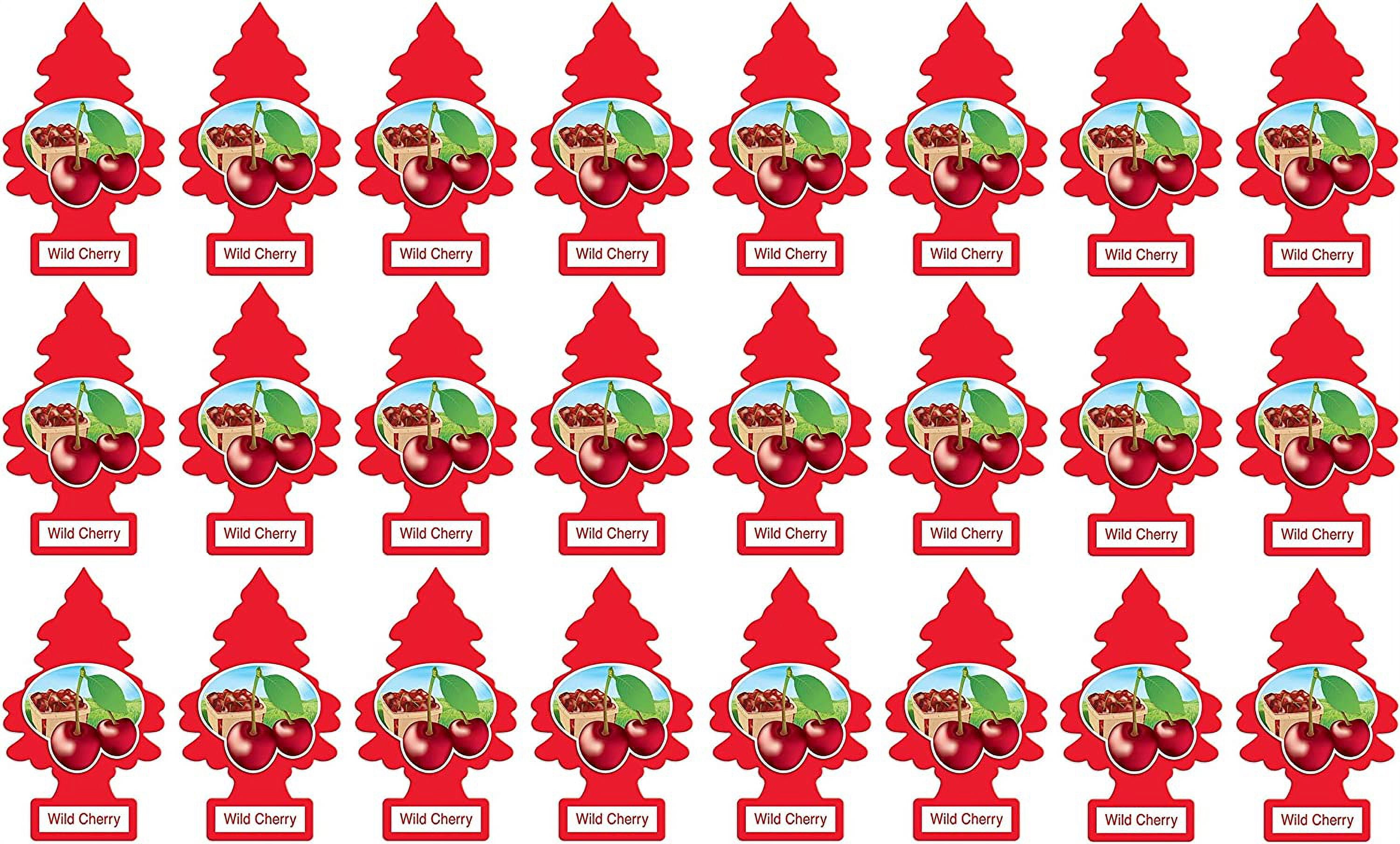 Little Trees Cardboard Hanging Car, Home & Office Air Freshener, Wild Cherry (Pack of 24)