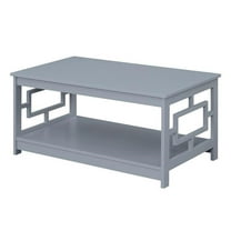 Pemberly Row Modern Coffee Table with Shelf in Gray Wood Finish