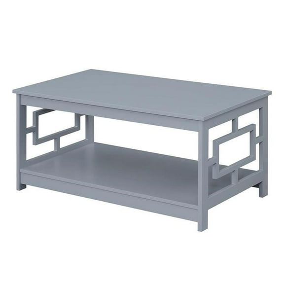 Pemberly Row Modern Coffee Table with Shelf in Gray Wood Finish