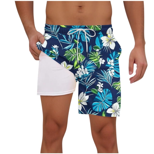 Pantalones Cortos para Hombre de Cintura Elástica con Bolsillos Pantalones de Playa de Impresión Casual, Poliéster Ligero de Moda para la Primavera Verano Al Aire Libre Y el Uso Diario