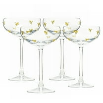 10 Strawberry Street Gold Bow Glassware, Coupe, Set of 4