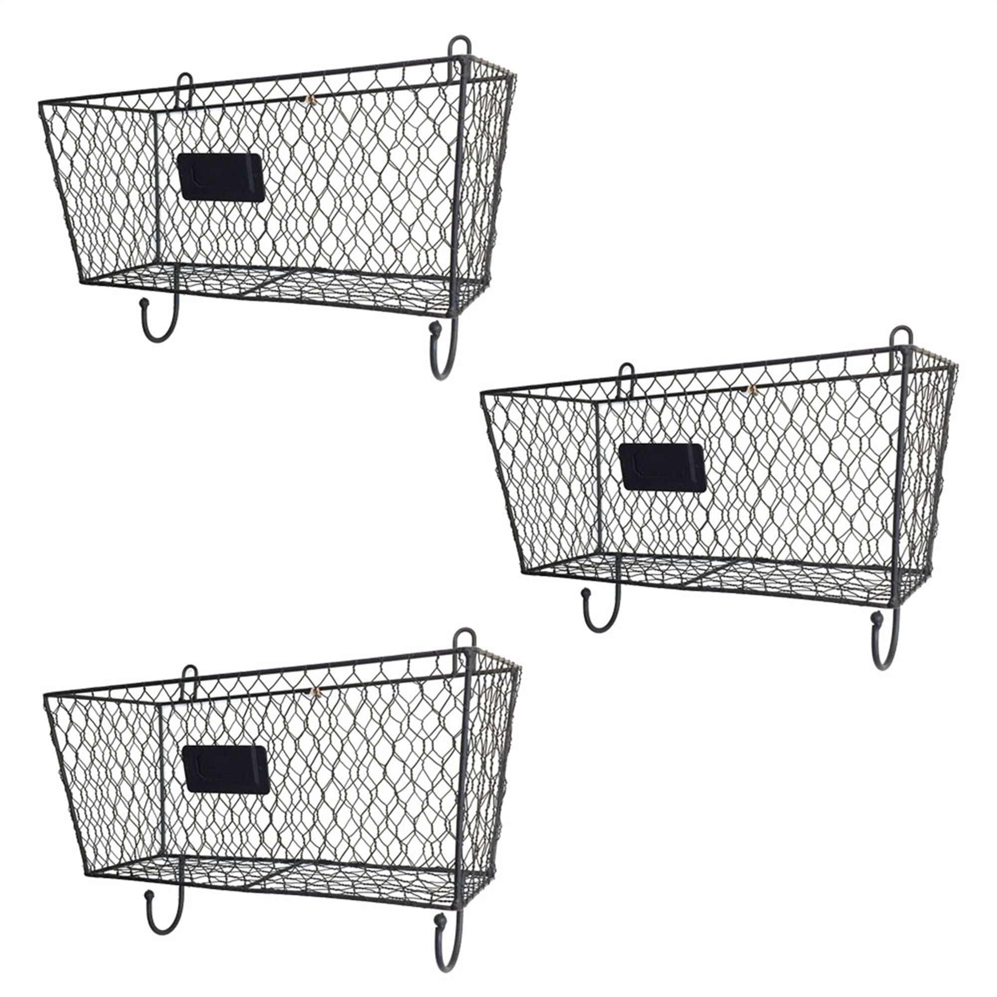 Nine Bull 3 Pack Wall Letter Mail Storage Basket, Black Wire Basket