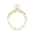thumbnail image 2 of ANGARA Japanese Akoya Cultured Pearl Solitaire Ring with Diamonds in 14K Yellow Gold for Women | June Birthstone, Birthday, Anniversary, Jewelry Gift for Women | Pearl Ring, 2 of 8