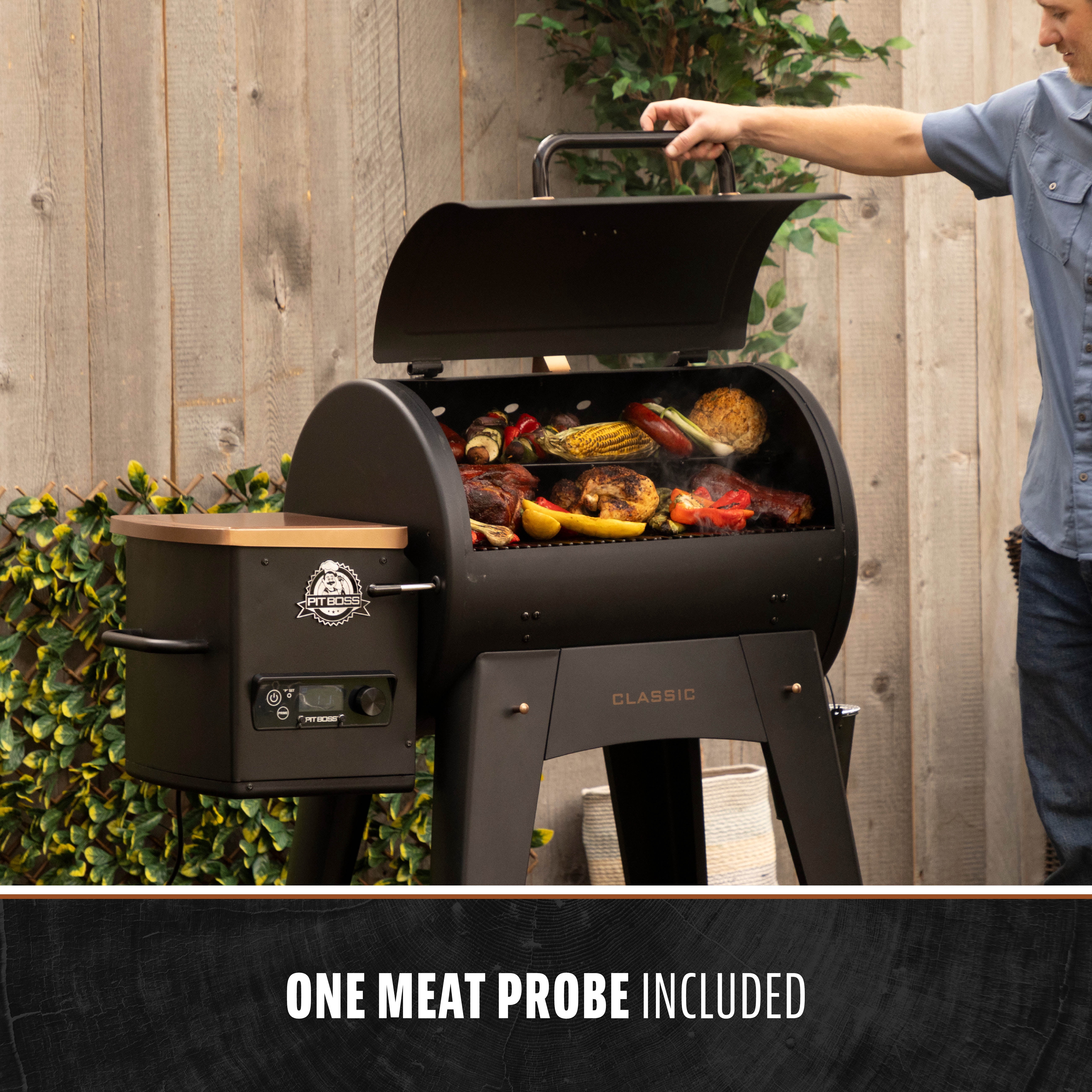 Pit Boss Pellet Smoker, Classic 700 Square Inch Wood Fired Pellet Grill, Onyx Series
