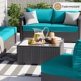 thumbnail image 2 of 25.5 x 25.5 Waterproof Outdoor Deep Seat Cushion for Patio Furniture Cushion Replacement, Low Back, Set of 4, Turquoise Blue, 2 of 8