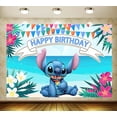 thumbnail image 3 of Fondo de fiesta con temática de dibujos animados de Lilo y Stitch, decoración para fiesta de cumpleaños de niña y niño de verano, accesorios de estudio para fotografía, 3 of 5