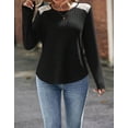 thumbnail image 6 of Womens Tunic Tops Ribbed Knit Long Sleeve Shirts Crewneck Lace Shoulder Elegant Blouses Tee Shermie, 6 of 6