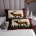 thumbnail image 3 of Deer Twin Bedspread Set Red And Black Decor Quilt Set Buffalo Plaid Decor Coverlet Set Teens Western Farmhouse Animal Bedding Set, 3 of 5