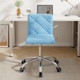 thumbnail image 2 of VECELO PU Leather Armless Office Chair with Wide Seat, Adjustable Height Mid-Back Task Chair, 360° Rolling Swivel Vanity Chair for Home Office,Blue, 2 of 9