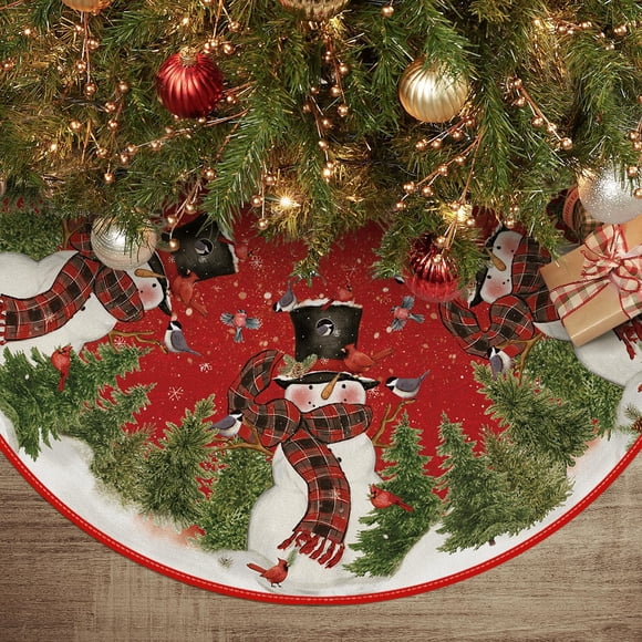 Falda para árbol de Navidad AVOIN colorlife Cardinals Cedar Snowman