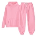 thumbnail image 3 of BRGZLK Girls Sweatsuit Sets Fall Clothes 2026 Casual Comfort Solid Color Long Sleeve Hooded Pollover Sweatshirt and Wide Leg Sweatpants Tracksuit Teen Trendy Clothes Pink 10-11 Years, 3 of 8