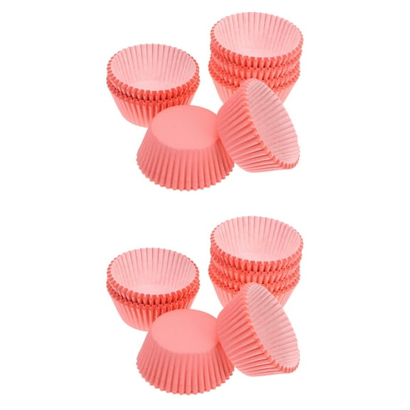 600 Pcs Decor Muffin Case Trays Mini Cake Liners Cup Portable Baking Cups Paper Cupcake Wrapping Pink