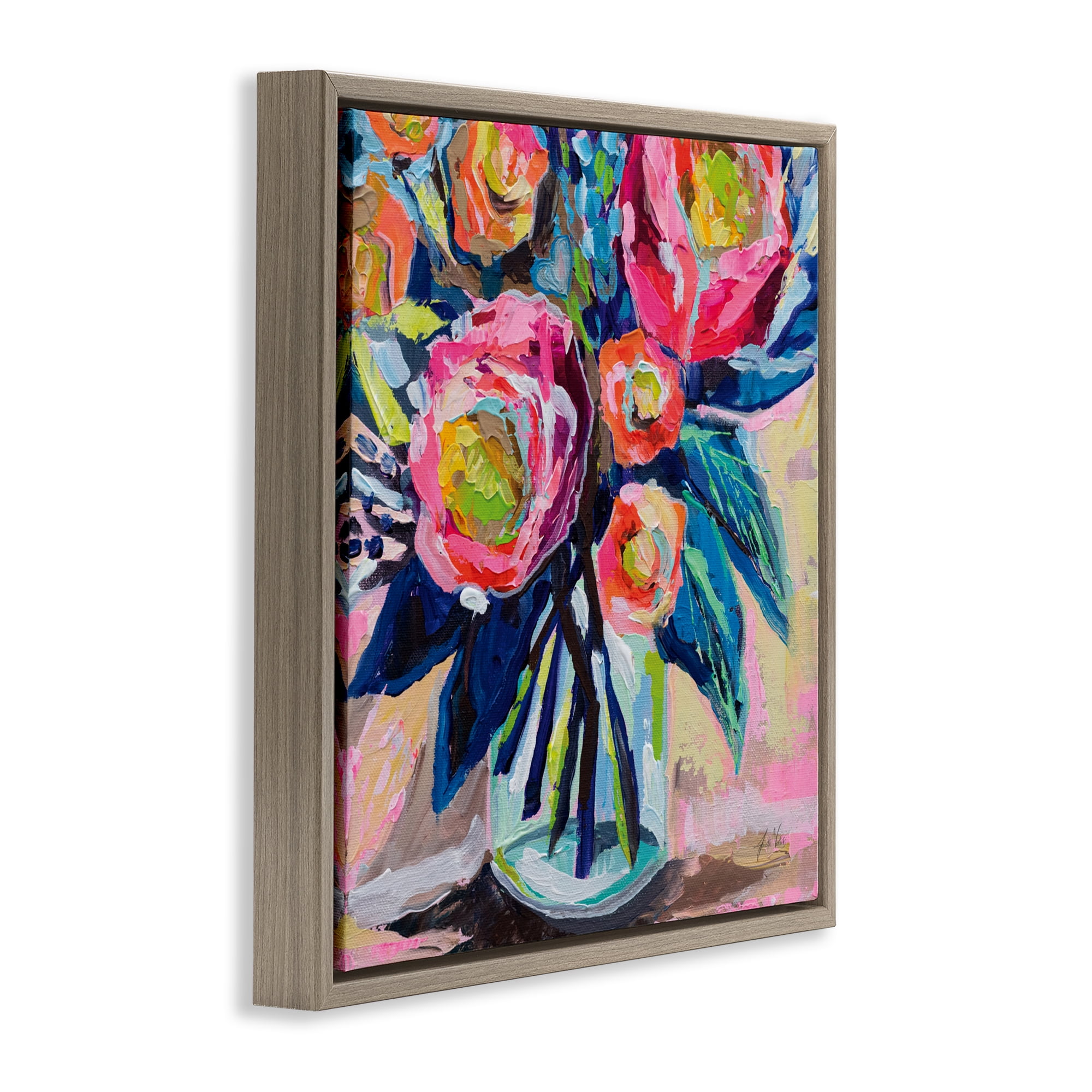 Stupell Industries Because You Love Me Brown Framed Floater Canvas Wall Art, design by Jeanette Vertentes