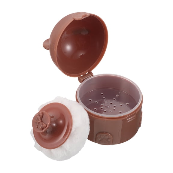 LOLIPPYY Elegant Coffee Powder Puff Box with Cotton Puff for Loose Powder Travel Storage Use 4.5 Inches