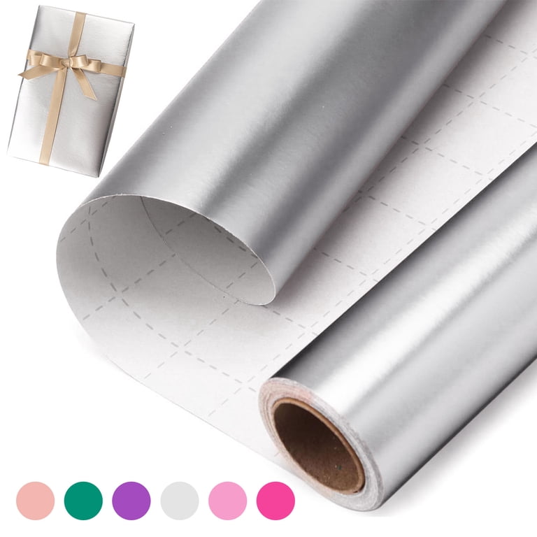 Tripumer Metallic Wrapping Paper, Silver, 17" x 32.8 Feet photo 1