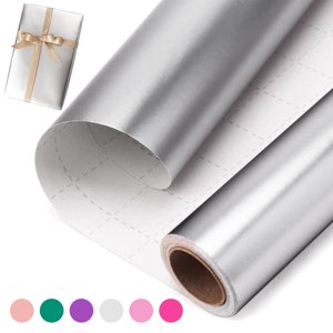 Tripumer Metallic Wrapping Paper, Silver, 17" x 32.8 Feet