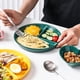 thumbnail image 5 of Platos divididos de cerámica verde oscuro, plato con compartimentos, platos llanos para dieta para adultos, platos para servir mesa, platos para ensalada, 5 of 5