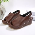 thumbnail image 5 of ShiShine Women's Platform Wedge Sandals Comfortable Peep-Toe Cork Casual Dressy Summer Lightweight Shoes For All Day Wear, 5 of 9