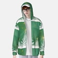 thumbnail image 4 of Goofa Christmas Green Printed Women's UPF 50+ Sun Protection Hoodie Jacket Lightweight Long Sleeve Sun Shirt for Women with Pocket Hiking Outdoor-Medium, 4 of 9