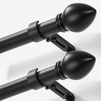 Curtain Rods for Windows 16 to 92 inches, Curtain Rod Max Adjustable Length to 104 in, Drapery Rod 1 inch Diameter with Bracket (Black, 16" to 92" - Set of 2)