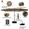 thumbnail image 4 of 15ft Large Patio Umbrellas with Base Included, Outdoor Double-Sided Rectangle Market Umbrella with Crank Handle, for Pool Lawn Garden, 4 of 8