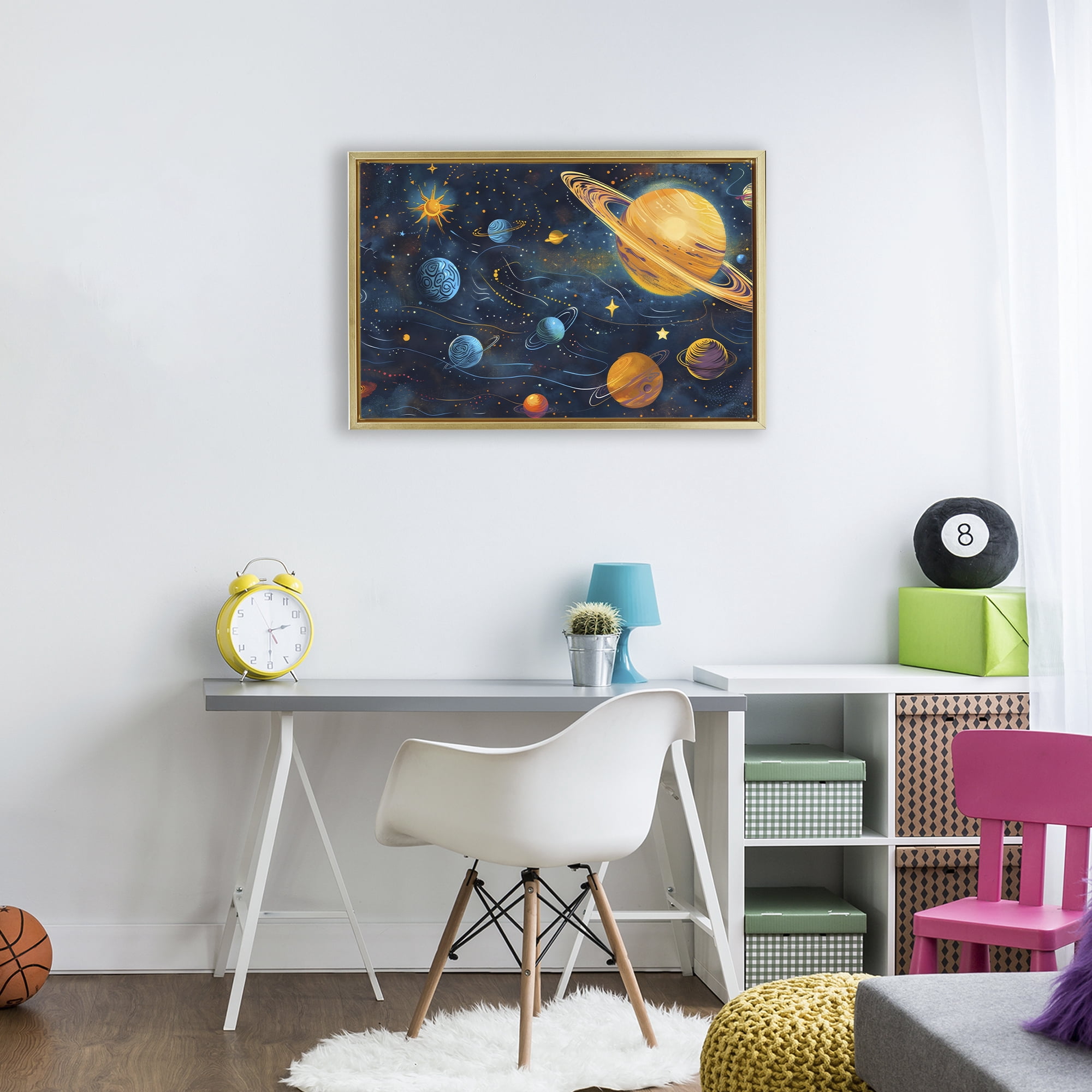 Stupell Industries Two Suns Galaxy Scene Gold Framed Floater Canvas Wall Art, design by Creative Studio