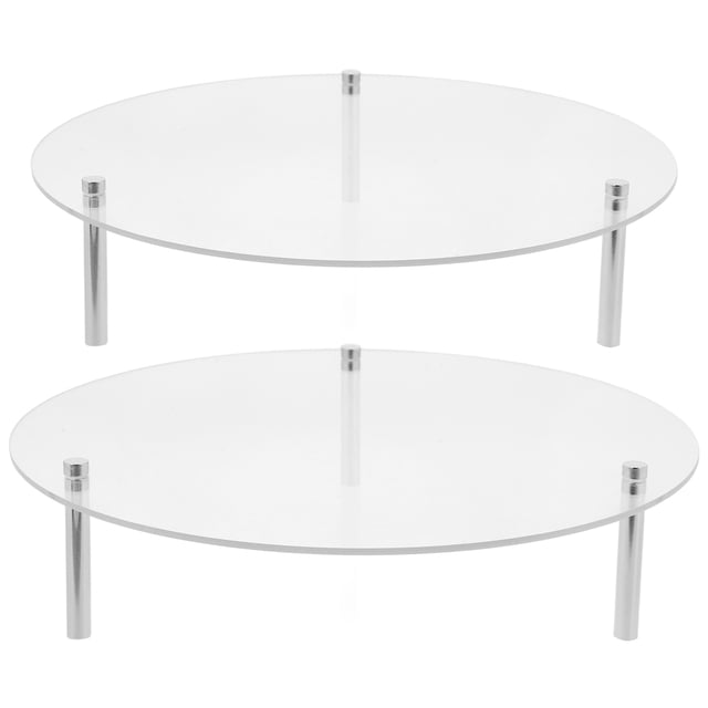 DEEPCRAFF 2Jgo Plataforma Para Pastel Acrílica Clara Con Soporte Metálico Ideal Para Exhibición En Eventos