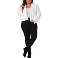 thumbnail image 2 of Agnes Orinda Women's Plus Size Cropped Jacket Open Front Fluffy Faux Fur Winter Coat Jackets 3X White, 2 of 6