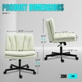 thumbnail image 2 of Criss Cross Chair with Wheels, Home Office Chair, Armless Cross Legged Wide  Desk Seat, Adjustable Swivel Rolling Ergonomic Computer Chair for Desk, Vanity, Bedroom - PU (Beige), 2 of 8