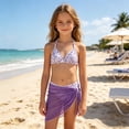 thumbnail image 2 of Shadoumai Girls Swimsuit Size 6 Ribbed Bikini Set Spaghetti Strap Tankini 3-Piece Girls Bathing Suit&nbsp;size 8 Ruched Color Block Swimwear Set Girl, 2 of 8