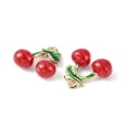 thumbnail image 2 of 5pcs Brass Enamel Charms Imitation Fruit Light golden Cherry Charm Red 12x11.5x5mm Hole: 1.2mm Brass+Enamel, 2 of 3