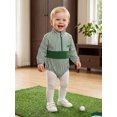 thumbnail image 4 of Cjfdfy Newborn Baby Boy Golf Fall Outfit Striped Romper Long Sleeve Golf Embroidery Bodysuit Newborn Jacket Quarter Zip Bodysuit Cute Infant Fall Winter Outfit 0-18 Months, 4 of 9