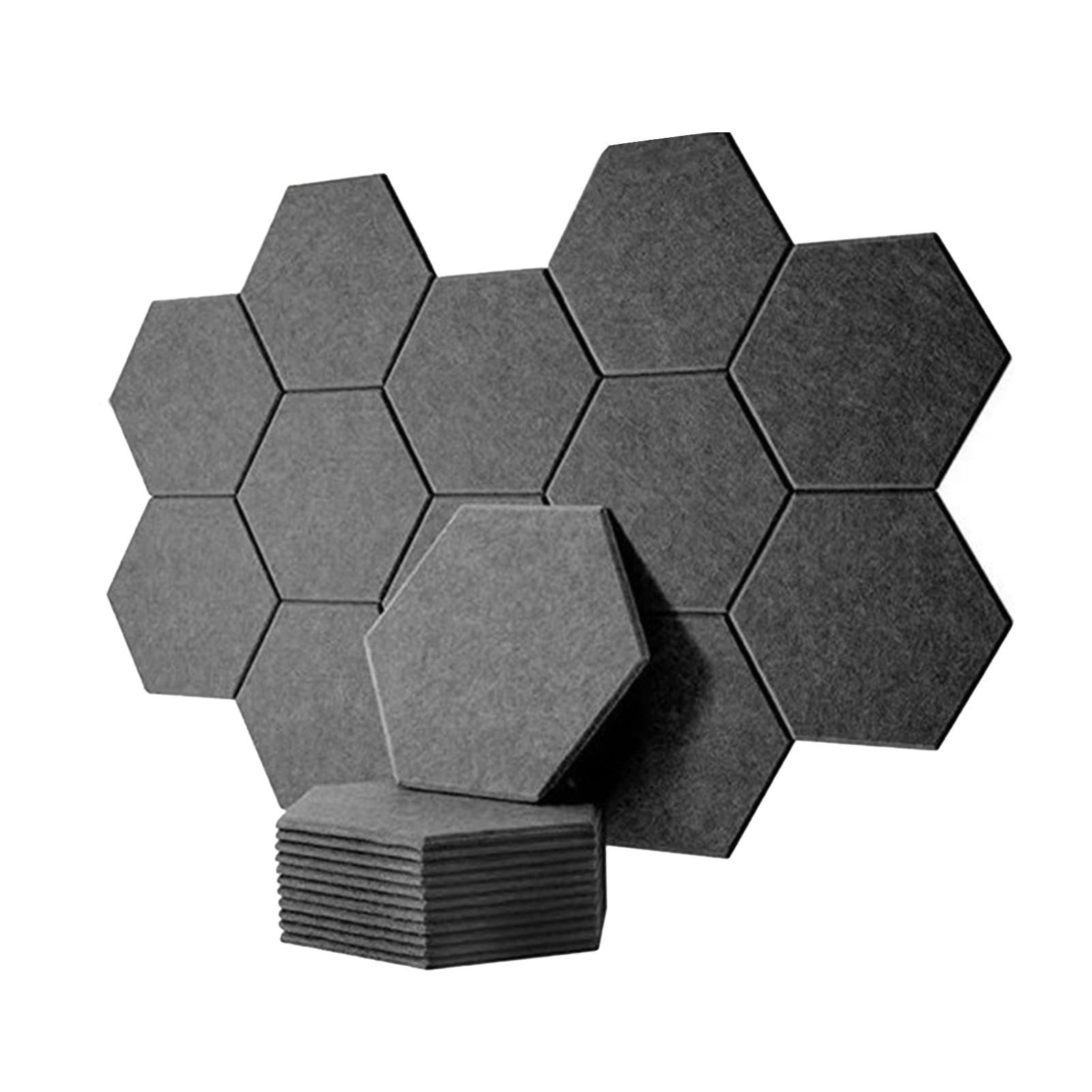 OIUR 12Pcs Hexagon Soundproof Wall Panel Self-Adhesive Sound Absorbing High Density Thick Acoustic Foam Panel Home Studio Noise Reduction Wall Panel