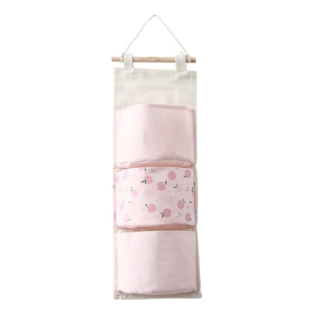 Bolsa de almacenamiento colgante, bolsa de noche, estantes colgantes, impermeable, para montar en la pared 3 bolsillos melocotón