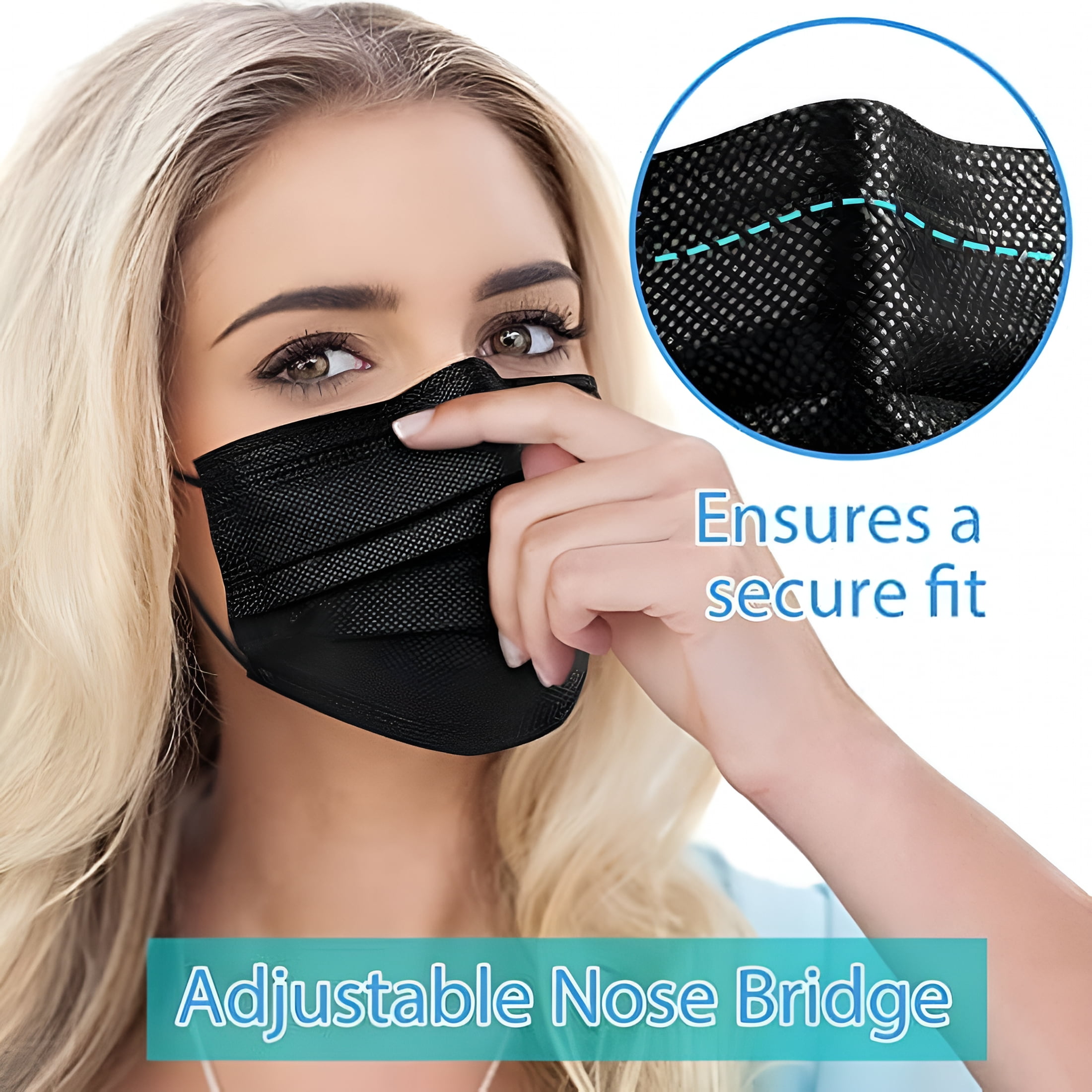 XIRQI Disposable Face Masks,100 Pack,3 Ply