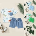 thumbnail image 4 of Tkrady Baby Boys Clothes Spring Summer New Comfortable Cute Pattern Short Sleeve Tshirt Tops Shorts 2 Piece Set, Sizes 0-3 Years, 4 of 5