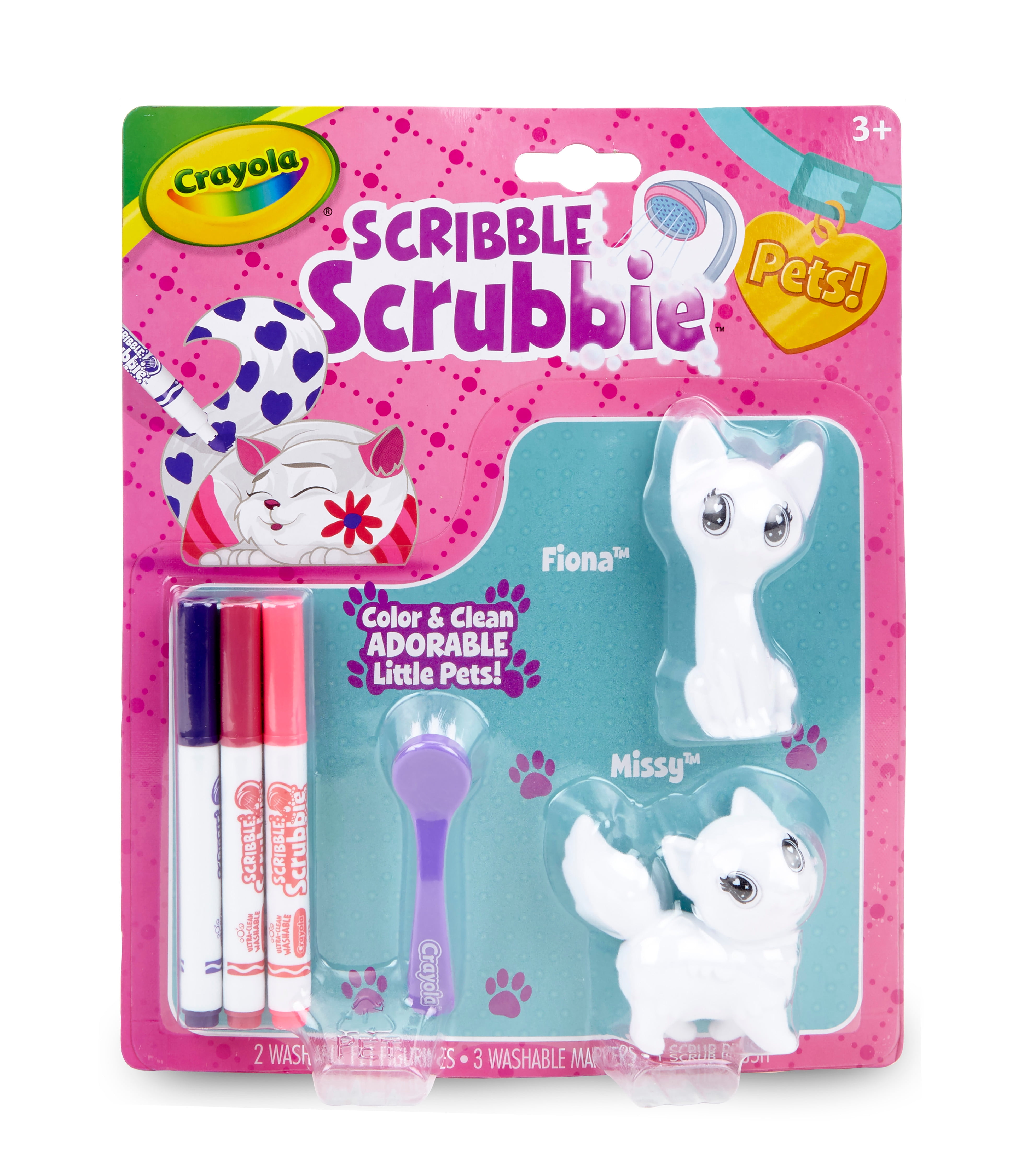 1 Pet Scrub Brush 2 Markers for sale online Crayola Scribble Scrubbie Pets Ages 3 Incl 